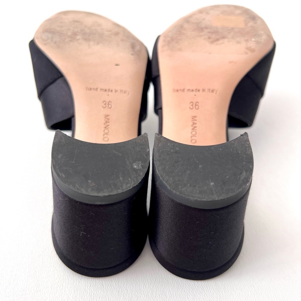 MANOLO BLAHNIK | Martanew Black Satin Jewel Buckle Mules EU 36 US 6 - Picture 12 of 13